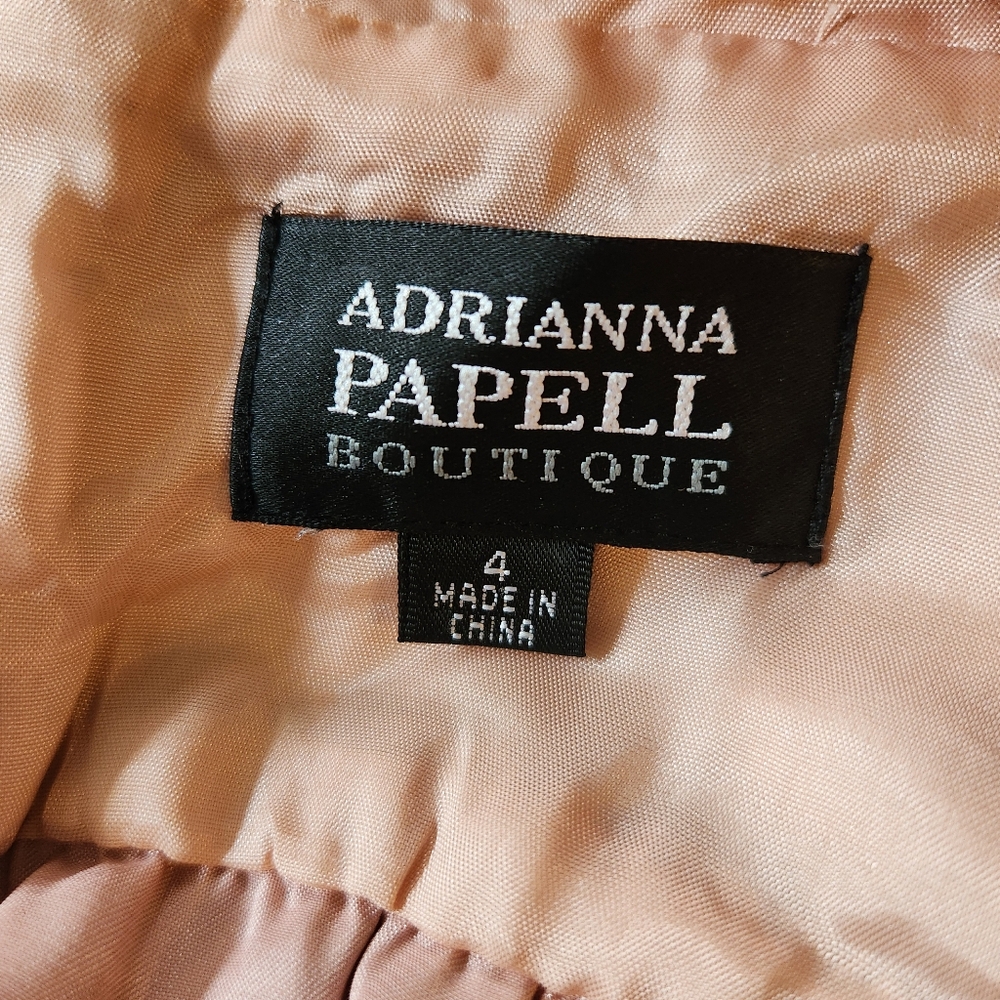Adrianna Papell Boutique Mocha Brown Pink Gold Halter Dress Beaded Cocktail Sz 4 - Picture 14 of 14